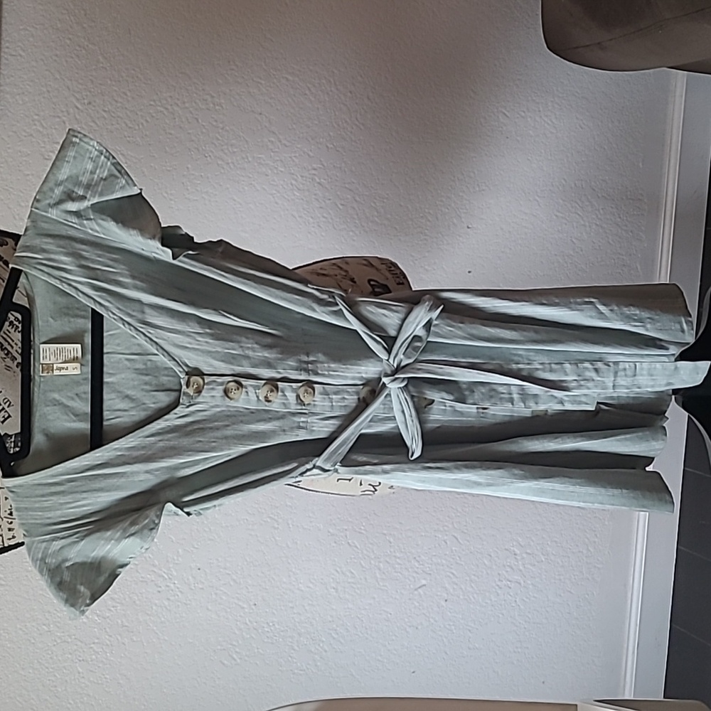 Green and white striped dress size small